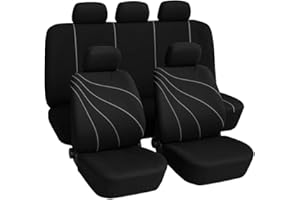 Susy Shop Housses de siège auto universelles en polyester adaptables à toutes les voitures avec sièges standard housses avec 2 fermetures éclair sur les dossiers arrière - modèle G (gris)