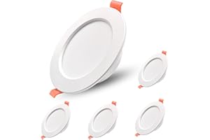 Sweier LED 7W Encastré Spot Salle de Bain IP44, Lot de 5 Downlight 3000K 600LM puces de haute qualité Aluminium Moulé Sous Pression, Découpe 88mm