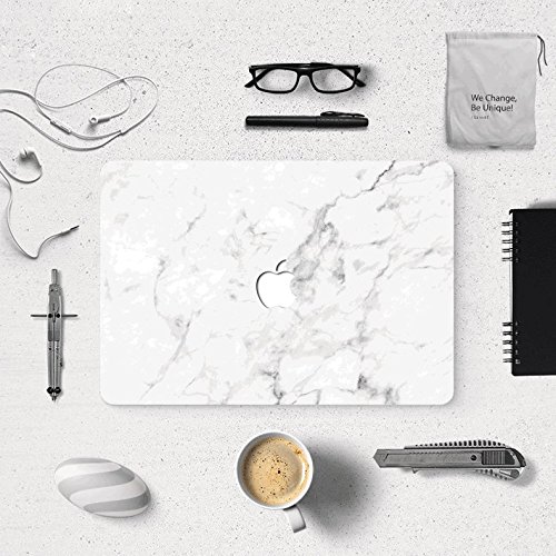 pop-items Macbook Pro Cover, hochwertiges Marmor Design, Marble Muster Aufkleber, Folie, ausgespartes Apple Logo, abziehbarer Sticker, Vinyl Skin für 15 Zoll Macbook Pro marmor weiß - 2