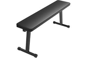 ZHOUBA Banc Plat, Banc d'haltères Pliable, Salle de Gym à Domicile, Appareil d'exercices abdominaux, Musculation avec Coussin en Simili Cuir, Double mécanisme Verrouillage, équipement Fitness pour