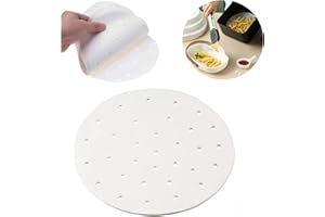 iKesoce 100 Pezzi Carta Forno Friggitrice ad Aria Pergamena Rotonda Carta 20cm Pergamena Anti-Aderente Foglio