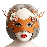 Smile YKK Hirsch Filz Damen Blüte Anlass Party Mascken Cosplay Ausschnittmaske Karneval Maske Augenmaske Venezianische Masken Mit Seidenband Braun