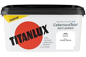 Titanlux Cobertura Total pintura para paredes, Color Blanco, 4 l (Paquete de 1) - cubeta