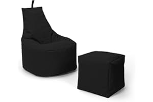 Nadimaideal Sitzsack XL - XXL für Kinder, Teenager & Erwachsene | Indoor & Outdoor | bereits gefüllt | Sitzsack Gaming | Füllung EPS Perlen (Schwarz, XXL - Durchmesser 80 cm für Erwachsene)