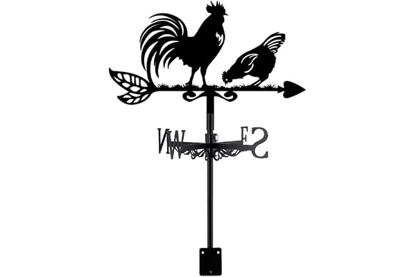 SUPERDANT Girouette de Jardin Exterieur en Forme de Coq Girouettes de Toit en Métal Noir pour Animaux Direction du Vent Décoration de Jardin Deco Jardin Exterieur