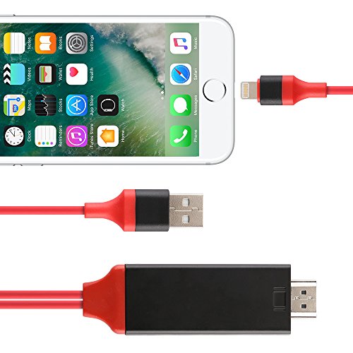 Lenuo 8 pin 2M Kabel für iPhone 6 6S 5S 5 HDMI HDTV AV Adapter auf HDMI 1080p Stecker 6,56ft Apple Lighting cable zum HDMI (rot) - 4