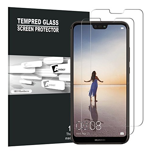 Preisvergleich Produktbild Huawei P20 Lite Panzerglas Schutzfolie, AVIDET Gehärtetem Glas Displayschutzfolie Screen Protector für Huawei P20 Lite - 9H Hardness aus gehärtetem Glas (2 Stück)