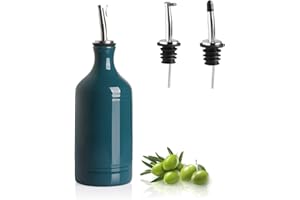 SWEEJAR HOME SWEEJAR Bouteille distributrice d'huile d'olive en porcelaine, opaque protège l'huile pour réduire l'oxydation, 467 ml (vert sarcelle)