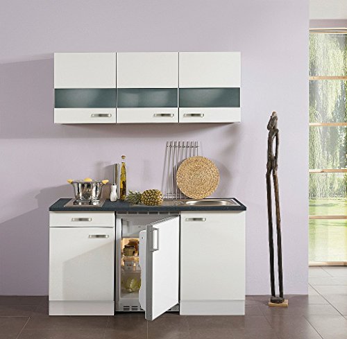 idealShopping Singelküche mit Elektrogeräten Lagos in weiß 150 cm breit