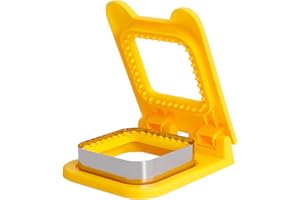 FUNLOV Sandwich Cutters and Sealer,Stainless DIY Sandwich Crimpers,Breakfast and Lunch Bread Sandwich Square Maker for Boys,Girls and Adult (Yellow)