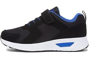 SHOE ZONE XL Kids Black & Blue Easy Fasten Trainer
