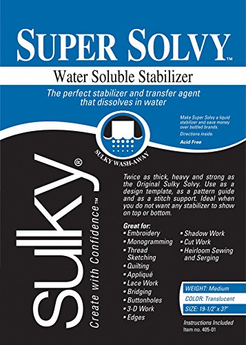 Sulky 102122 Super Solvy Water-Soluble Stabilizer, 19.5"X36" RS.540.98 (71.00% Off) - Amazon