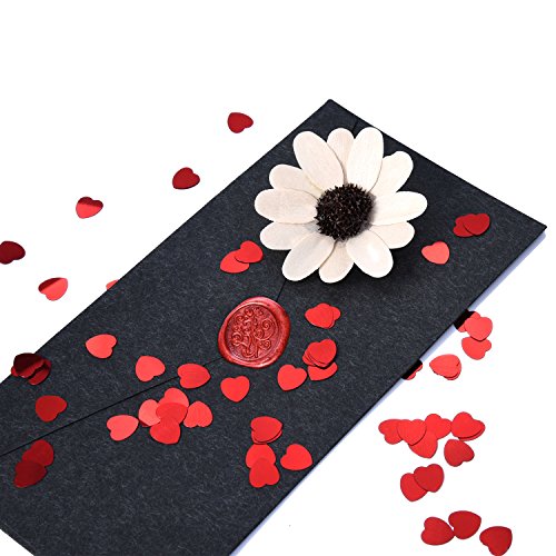 eBoot Herz Konfetti Metallisch Folie Herzen Konfetti Glitzer Herzen Pailletten für Valentinstag Hochzeit Party Tisch Dekorationen, Rot, 10 mm, 1 Unzen - 5