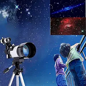 Abhsant 150X Professional Space Astronomical Monocular Telescope smart phone adapter ,70mm Aperture 300mm AZ Mount With Barlow 2 Lens Eyepiece & Tripod & Moon Filter Adults Kids Moon Star Spotting Scope