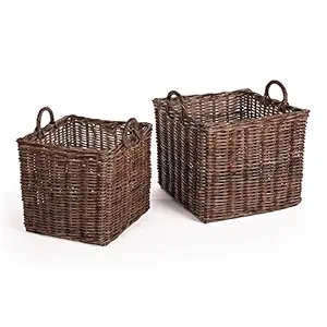Normandy Square Basket, Light Brown, Set of 2