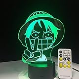 3D Led Touch Switch Nuit Lumière One Piece Luffy Lampe De Table Usb Couleurs Atmosphères Décor Led Éclairage Pour Cadeaux D'anniversaire Gx