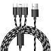 Produktbild Multi USB Ladekabel J2CC 3 in 1 Mehrfache USB Ladegerät Kabel mit 8 Pin / Micro USB / USB C, Nylon Multi Ladegerät für Samsung S8,S7, Note 8/ iPad /iPhone 7/7plus, Huawei und mehr (schwarz)