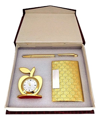 Crownlit 3 in 1 Apple Shape Clock, Card Holder and Pen Gift Set