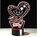 Produktbild Glücklich Publishedhday Acryl Kunst Stereo Nachtlicht 3D Lampe Usb Remote Touch Switch Led 7 Farbwechsel Liebe Publishedhday Geschenk, Fernbedienung und Touch