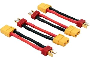 OliRC 4pcs XT60 Femelle à Mâle Connecteur/Adaptateur en T (Style Deans) avec Fil 14awg 5cm (C14-4)