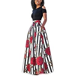 carinacoco Mujer Vestido Fiesta Manga Corta Vintage Floral Impresa Dos Piezas de Cóctel Fiesta Negro S