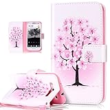  Kompatibel mit Galaxy S3 Hülle,Galaxy S3 Neo Hülle,Bunte Gemalt PU Lederhülle Flip Hülle Cover Ständer Etui Karten Slot Wallet Tasche Case Schutzhülle für Galaxy S3/S3 Neo,Weiße Rosa Kirschblüten