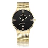 Yevita Herren Armbanduhr Zifferblatt Analog Business Edelstahl Armband mit Kalender #032