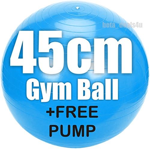 45CM Gym Ball in Blue For Fitness Core Exercise Yoga Class Gymball + Pump