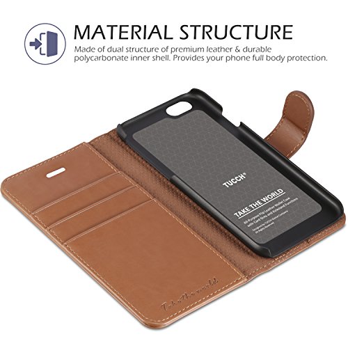 iPhone 6s Wallet Case, iPhone 6S Leather Case, TUCCH [Lifetime Warranty]Premium Folio Leather Wallet Case with [Kickstand] [Card Slots] [Magnetic Closure] Flip Noteook Cover Case for iPhone 6/6s-Brown