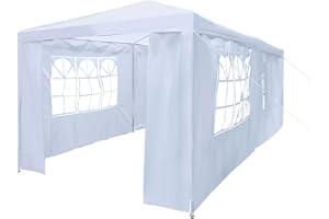SANHENG Gazebo, 3x6m Gazebo with sides, Waterproof Party Tent Marquee Awning with Powder Coated Steel Frame perfect for Parties, Birthday, Wedding, Picnics, Carport (White)