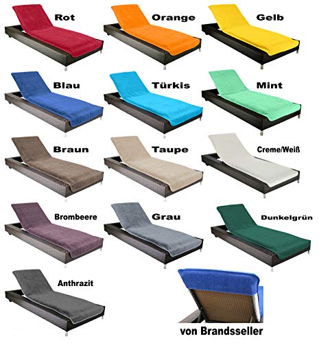 Schonbezug für Gartenliege, Strandliegenauflage, Frottee Schonbezug, 100% Baumwolle – ca.75×200 cm – Blau – Brandsseller - 7