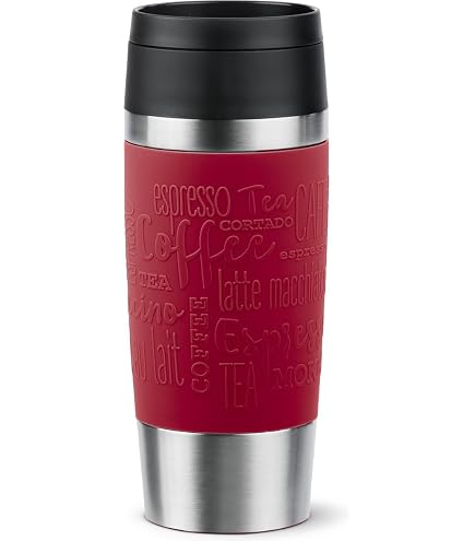 Tefal N2022010 Tazza Da Viaggio Classica Nera - Acciaio Inox 100% Antiperdita Con Coperchio A Pressione Rapida - Morbida Al Tatto