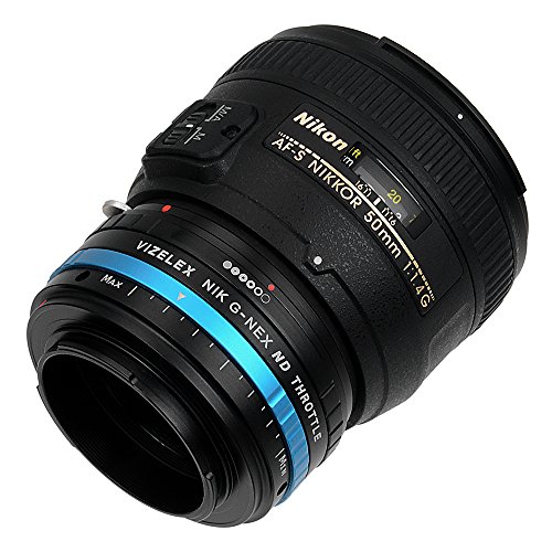 Fotodiox Vizelex ND Throttle Adaptateur d objectif Nikon G avec Filtre pour Appareil Photo Sony Noir