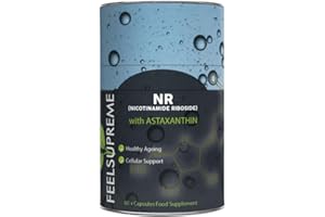 Feel Supreme Nicotinamide Riboside & Astaxanthin NAD+ Supplement 60 Capsules More Efficient Than NMN Anti Aging Tiredness Energy & Muscle Brain Health