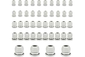 DODUOS 44 Pièces Presse-étoupes Etanche, Presse étoupe Réglable, Glandes de Câbles, Réglable Presse-étoupe, Gris Etoupes Cable, M12, M16, M20, M25, M32