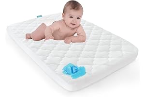 SPRINGSPIRIT Matratzenschoner für Reisebett, wasserdicht, gesteppt, 97 x 67 cm, passend für alle tragbaren Mini-Kinderbetten, ultraweich, weiß