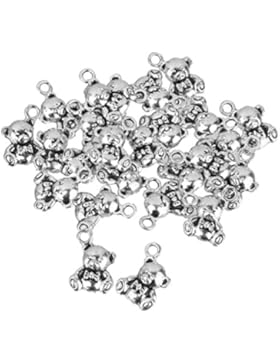 25 Stück Kleiner Bär Reize Charms Für Schmuck Handwerk DIY Silber
