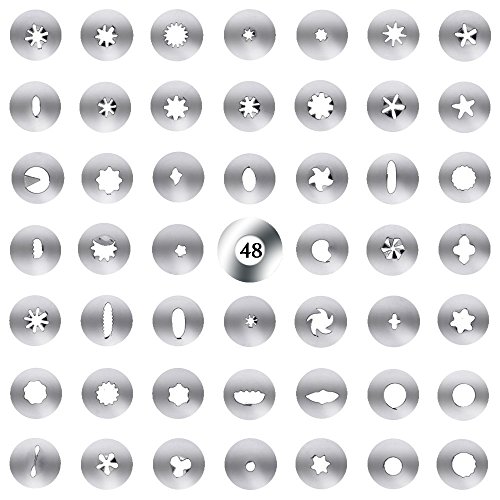 Luxebell Kuchen Piping 48 Stücke Spritztüllen Set mit 3 wiederverwendbaren Koppler Tragbarer Fall für Kuchen Dekoration Dessert Muffin und Geburtstag Tortendeko. 25.4/ 30.5/ 40.6cm Spritzbeutel - 4