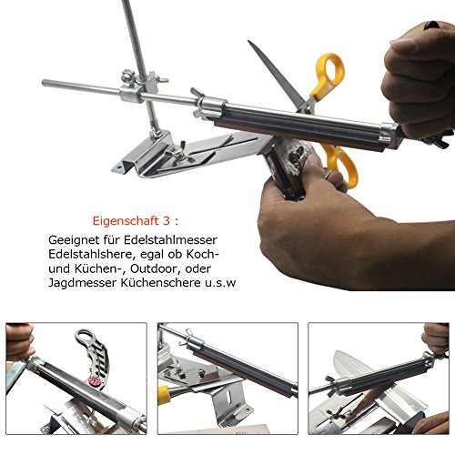 HiCollie Profi Messerschärfer Küche Knife Messerschleifer Fixed-Winkel Sharpener mit 4 Schleifsteinen - 6