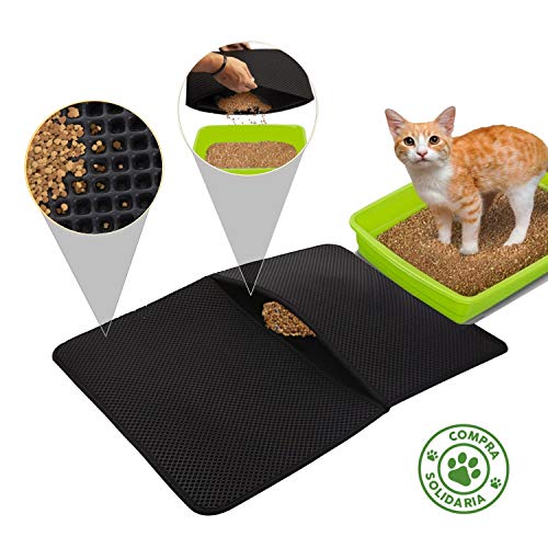 EMUKKA Alfombra para Arena de Gato | Alfombrilla para Arenero Impermeable y Antideslizante | Estera para Caja de Arena de Mascotas | Esterilla de Doble Capa no tóxica y Eco-Friendly | Cat Litter Mat