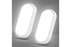 Letlit Plafon LED Ovalada, 18W 1800LM Aplique Pared Interior, 4000K Lampara Techo Baño, IP54 Lampara Exterior Pared, Luz Techo Blanco para Escaleras Pasillo Aseo Garage Cocina Sotano Balcon, 2 Pack