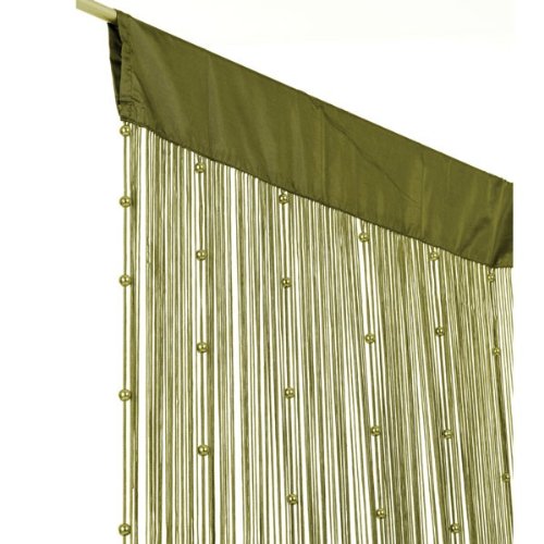 Fadenvorhang Fadengardine Türvorhang mit Perlen 90x250cm Helena olive grün
