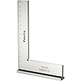 Machinist Square, Preciva 90 Degree Right Angle Steel Ruler, Precision Engineer Right Blocks with Wide Base Seat L-Type, Woodworking Measuring Tool with Scale 150x100mm