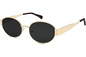 LOJUDI Retro Oval Sunglasses Womens Mens - Round Vintage Metal Frame UV400 Protection