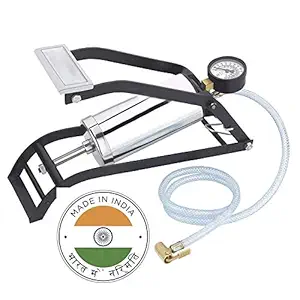 SUKHNIDHI Steel Body High Pressure Foot Air Pump for Car Air Filling Bike Motorbike Inflation Pump with Pressure Gauge, Foot Pedal Pump.