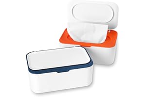 Fuyamp 2 x Feuchttücher-Spenderbox, Feuchttücher-Spender, Feuchttücher-Spender, hält Tücher frisch, Taschentuch-Aufbewahrungsbox, Toilettenpapierhalter mit Deckeldichtung für Zuhause, Büro, Auto (blau