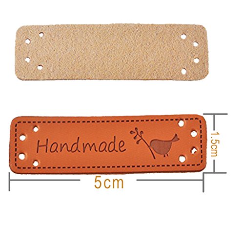 ZALAGO Handmade Leder Labels Etiketten Kleideretiketten Kleidung Tags 40 Stk - 3