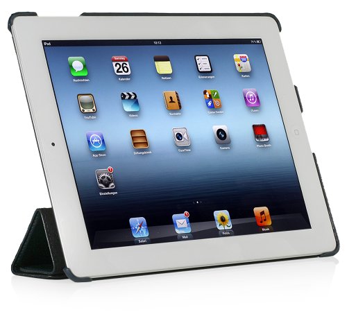 StilGut Couverture Case Tasche aus feinstem Leder für Apple iPad (3. und 4. Generation) unterstützt Smart-Cover Funktion, Nachtblau - 3