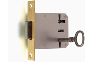 Antikas - Einsteckschloss Möbelschloss Messingstulpe Eisenhohlschlüssel, Dorn 35 R/L