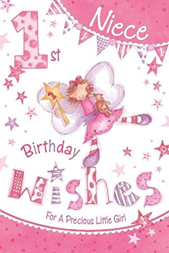 Niece 1st 1 Today Cute Fairy Doll Star &amp; Bunting Design Happy Birthday Card